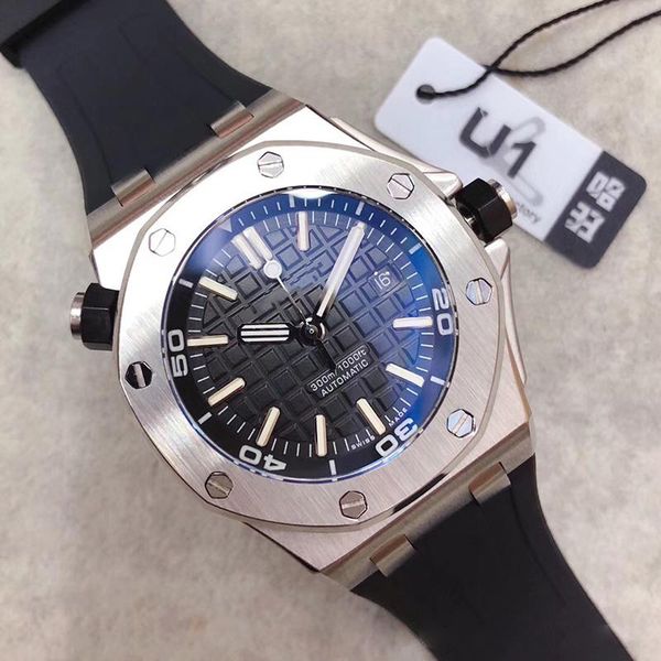 Luxury watche off hore diver 42mm automatic movement 15703 erie rubber belt men black dial port gla back watche
Luxury watche off hore diver 42mm automatic movement 15703 erie rubber belt men black dial port gla back watche