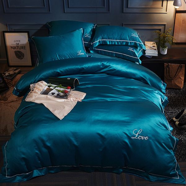100% pure satin silk bedding set home textile king size bed set bed clothes duvet cover flat sheet pillowcases wholesale
100% pure satin silk bedding set home textile king size bed set bed clothes duvet cover flat sheet pillowcases wholesale