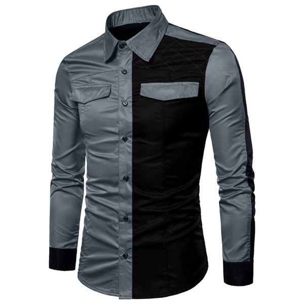 mens spring autumn casual shirts long sleeve oxford formal patchwork turn down collar slim fit dress shirts blouse business, White;black
mens spring autumn casual shirts long sleeve oxford formal patchwork turn down collar slim fit dress shirts blouse business, White;black