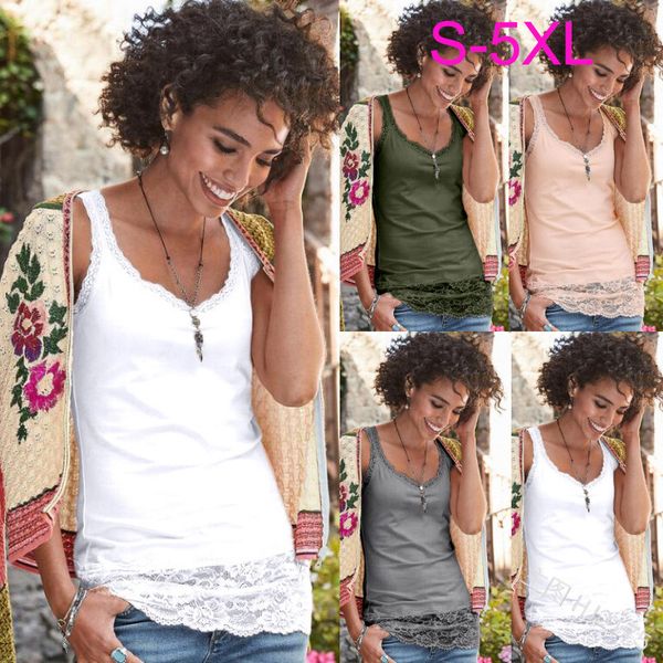 women plus size lace hem tanks solid casual o neck female slim fit vest camisole t shirt for lady s-5xl spring summer 2019, White
women plus size lace hem tanks solid casual o neck female slim fit vest camisole t shirt for lady s-5xl spring summer 2019, White
