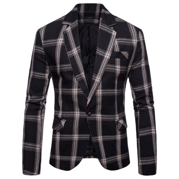 men's long-sleeved suit jacket suit dinner jacket men's plaid, White;black 
men's long-sleeved suit jacket suit dinner jacket men's plaid, White;black