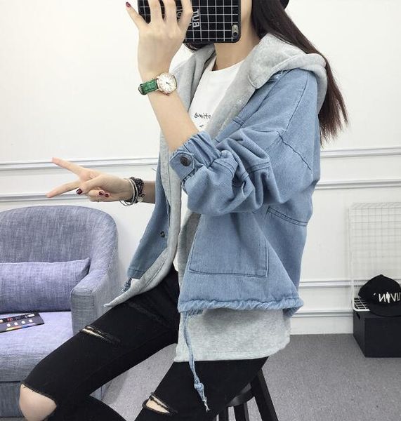 new 2018 autumn new jeans jacket women fashion patchwork slim hood coat washing vintage all-match women jeans coat, Black;brown
new 2018 autumn new jeans jacket women fashion patchwork slim hood coat washing vintage all-match women jeans coat, Black;brown