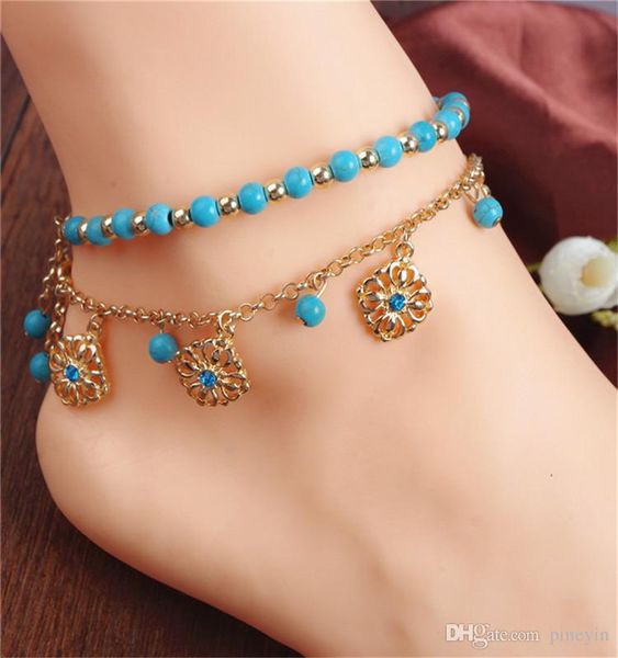 2pcs set unique green turqoise howlite bead flower pendant gold color chain anklet souvenir ankle bracelet foot jewelry ne826, Red;blue
2pcs set unique green turqoise howlite bead flower pendant gold color chain anklet souvenir ankle bracelet foot jewelry ne826, Red;blue