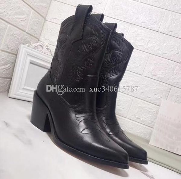 new 2019 luxury designer women ankle boots genuine leather winter western boots women cowboy ankle boots embroidery pointed toe martin shoes, Black
new 2019 luxury designer women ankle boots genuine leather winter western boots women cowboy ankle boots embroidery pointed toe martin shoes, Black