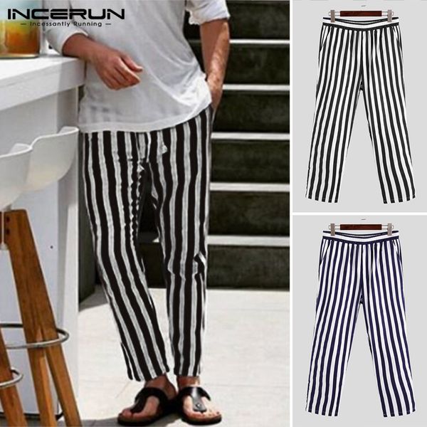 incerun striped mens straight pants joggers elastic waist cotton fashion street casual trousers fitness men business pants 2019, Black
incerun striped mens straight pants joggers elastic waist cotton fashion street casual trousers fitness men business pants 2019, Black