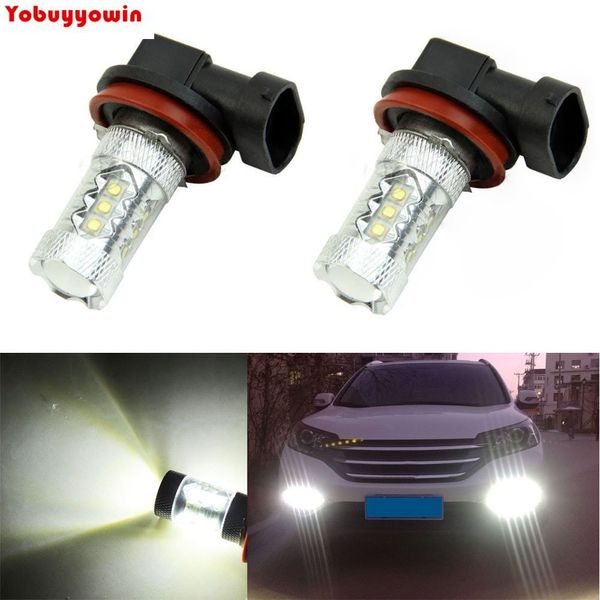 

high power 2x h8 pgj19-1 super bright white 80w 6000k cree chips projector car led fog light drl