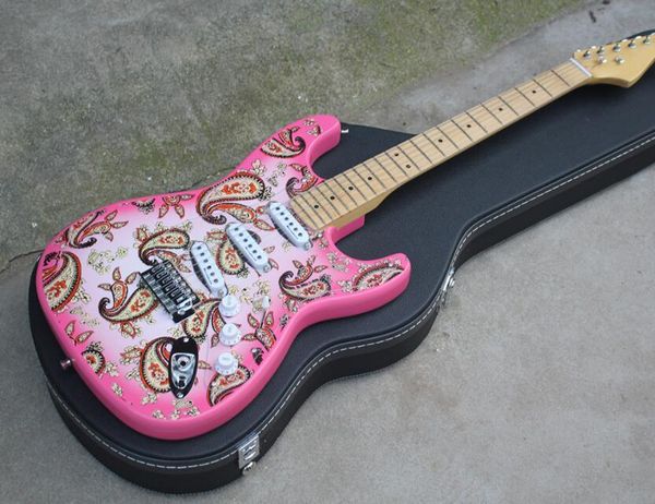 factory pink electric guitar with black hardcase,flower fret pattern,sss pickups,maple neck,chrome hardware,can be customized
factory pink electric guitar with black hardcase,flower fret pattern,sss pickups,maple neck,chrome hardware,can be customized