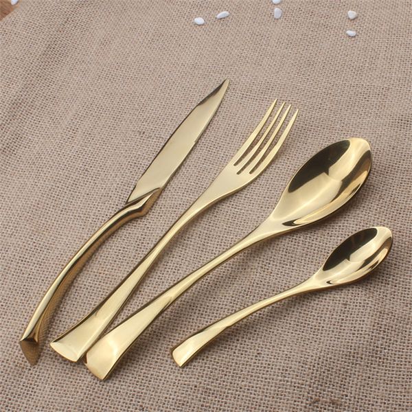 4pcs wedding gold tableware set gold knife fork spoon set stainless steel glossy gold flatware set
4pcs wedding gold tableware set gold knife fork spoon set stainless steel glossy gold flatware set