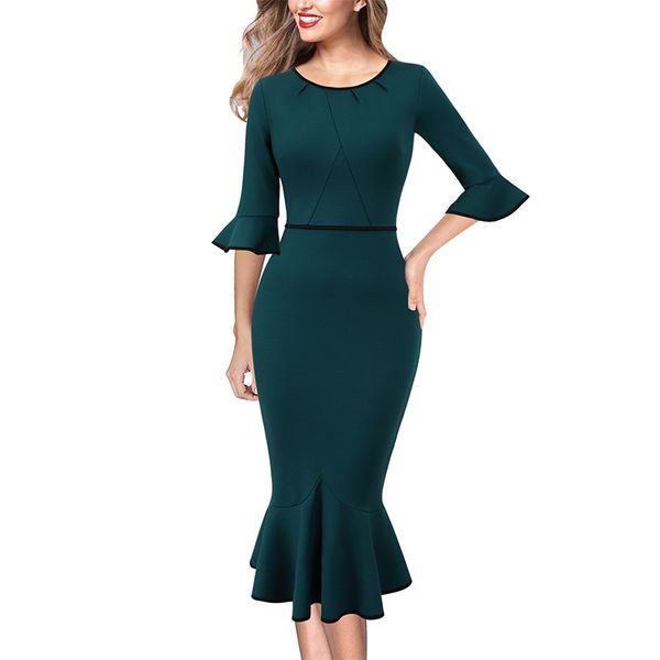 vfemage womens vintage elegant pleated neck bell sleeve colorblock casual cocktail party mermaid pencil fishtail midi dress 232, Black;gray
vfemage womens vintage elegant pleated neck bell sleeve colorblock casual cocktail party mermaid pencil fishtail midi dress 232, Black;gray