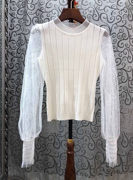 2019 new winter women's slim stitching lace shirt sleeve sweater 1217, White;black
2019 new winter women's slim stitching lace shirt sleeve sweater 1217, White;black