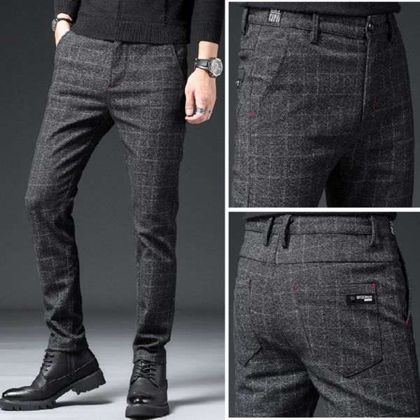 1098 autumn and winter new style plaid casual pants men's brushed slim fit pants men, White;black
1098 autumn and winter new style plaid casual pants men's brushed slim fit pants men, White;black
