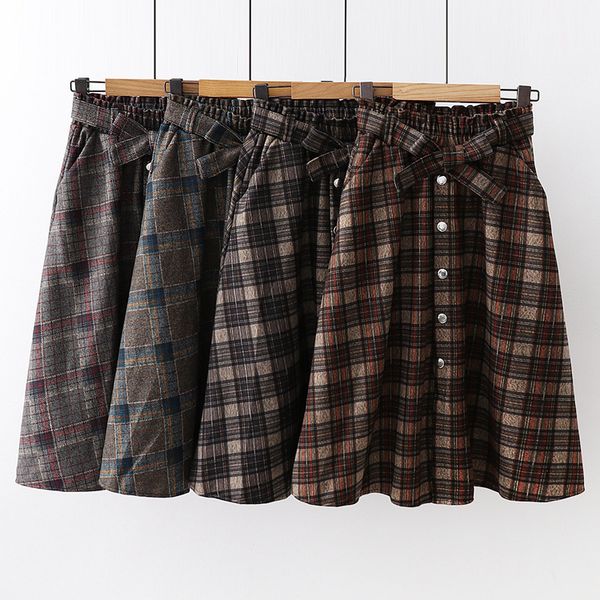 women's clothing 2018 autumn and winter new high waist retro plaid straps woolen skirt women, Black
women's clothing 2018 autumn and winter new high waist retro plaid straps woolen skirt women, Black