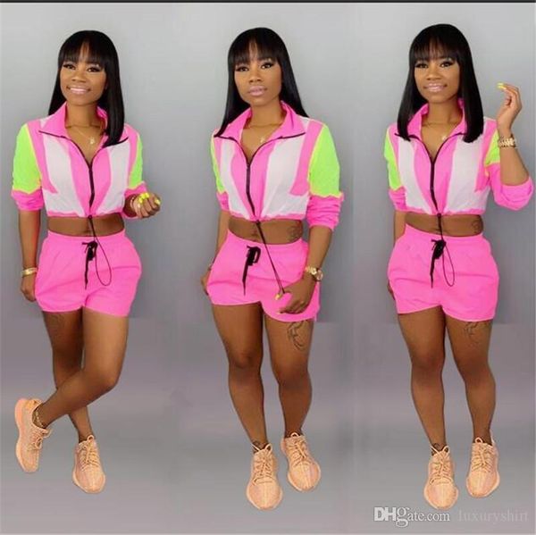 women 2pcs shorts suits summer tracksuits leisurecolor matching fluorescent long-sleeved shorts slim suit fluorescent gradient apparel, Gray
women 2pcs shorts suits summer tracksuits leisurecolor matching fluorescent long-sleeved shorts slim suit fluorescent gradient apparel, Gray