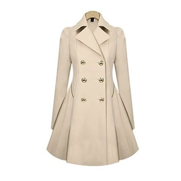 women long double breasted jackets & coats european and american foreign trade solid color slim fit trench coat vestido, Tan;black
women long double breasted jackets & coats european and american foreign trade solid color slim fit trench coat vestido, Tan;black