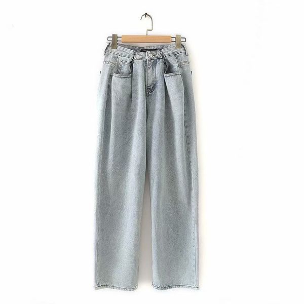 2020 summer new women's fashion washed waist two wear loose denim straight pants trousers jeans wild, Blue
2020 summer new women's fashion washed waist two wear loose denim straight pants trousers jeans wild, Blue