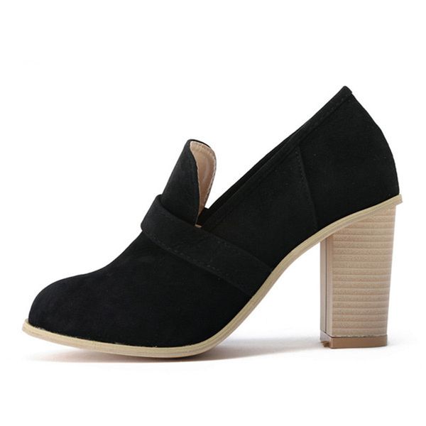 women boots shoes round toe suede high heel shoes pure color boots slip-on single shoes, Black
women boots shoes round toe suede high heel shoes pure color boots slip-on single shoes, Black