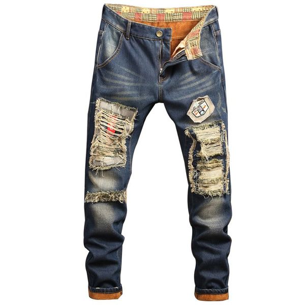 men's jeans denim hole ripped men patchwork plus size pants winter velvet punk style streetwear, Blue
men's jeans denim hole ripped men patchwork plus size pants winter velvet punk style streetwear, Blue