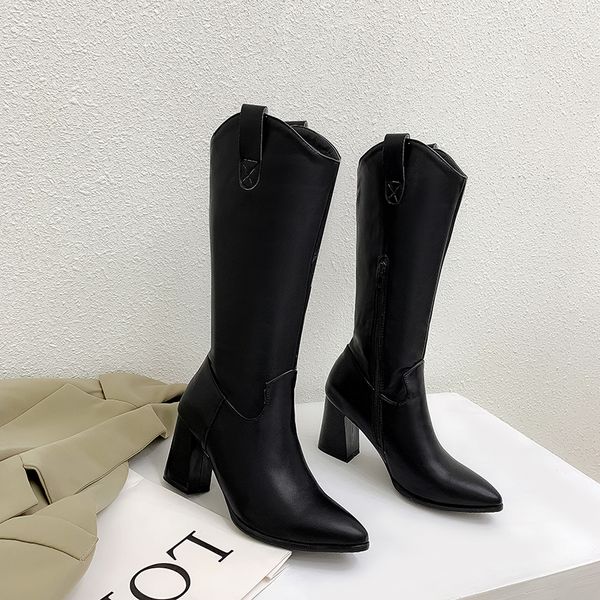 women boots mid calf woman shoes zip high square heels pointed toe short plush size 34-43 sb304, Black
women boots mid calf woman shoes zip high square heels pointed toe short plush size 34-43 sb304, Black