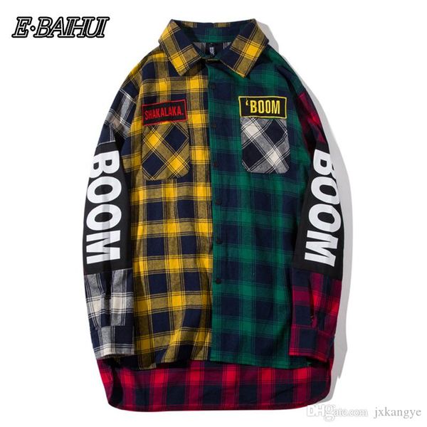 e-baihui contrast plaid check hip- hop cotton long sleeve shirt men/women skateboard casual chemise homme coat man shirt gbs012
e-baihui contrast plaid check hip- hop cotton long sleeve shirt men/women skateboard casual chemise homme coat man shirt gbs012