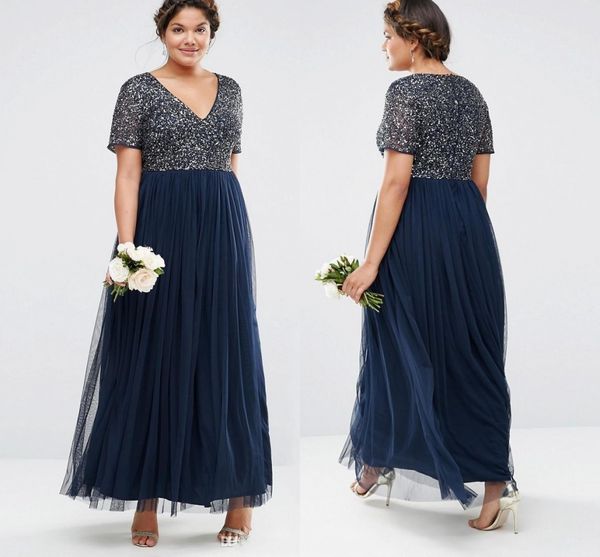 2020 sequins plus size formal prom dresses v neck short sleeve ankle length evening gowns dark navy party dress, Black;red
2020 sequins plus size formal prom dresses v neck short sleeve ankle length evening gowns dark navy party dress, Black;red
