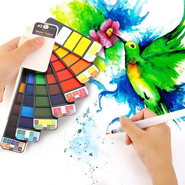 dropshipping superior 18/25/33/42colors solid watercolor paint set with water brush pen portable water color pigment for drawing
dropshipping superior 18/25/33/42colors solid watercolor paint set with water brush pen portable water color pigment for drawing