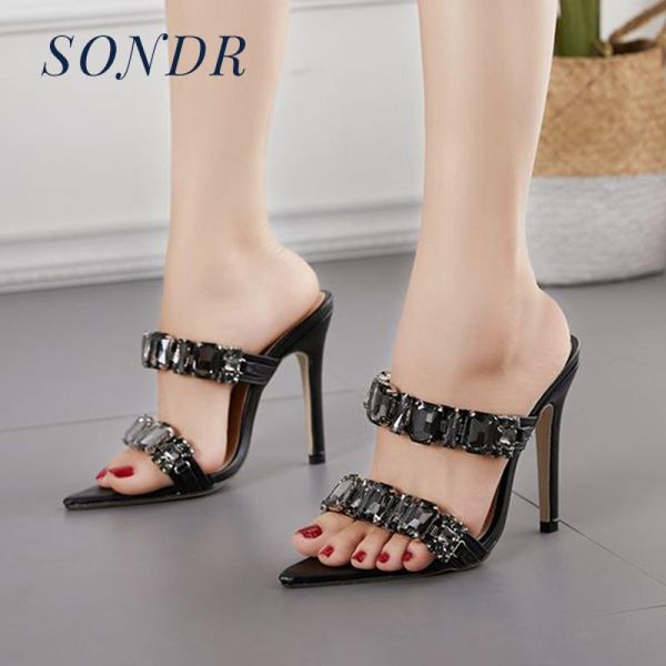 summer fashion oversized ladies two strip slippers 35-42 high heel pointed beaded sandals party shoes runway 2020, Black
summer fashion oversized ladies two strip slippers 35-42 high heel pointed beaded sandals party shoes runway 2020, Black