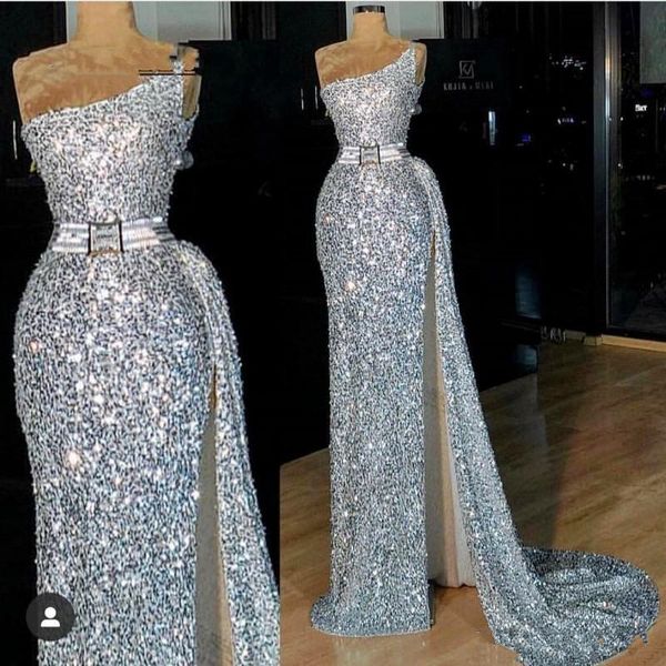 silver sequined sheath prom dresses with sash one shoulder modest side split evening dress special occasion dress party wear, Black;red
silver sequined sheath prom dresses with sash one shoulder modest side split evening dress special occasion dress party wear, Black;red