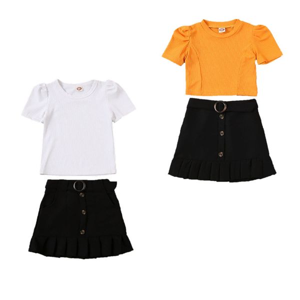 2pcs cute casual baby girls summer clothing cotton t-shirts+ruffle button skirts outfits set infant solid sunsuit 1-5 years, White
2pcs cute casual baby girls summer clothing cotton t-shirts+ruffle button skirts outfits set infant solid sunsuit 1-5 years, White