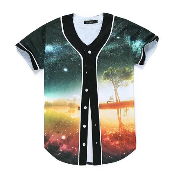 new style man baseball jerseys sport shirts 3d fashion with button good quality 27, Blue;black