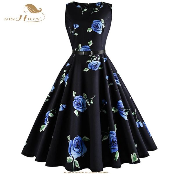 sishion 50s vintage print big swing dress female casual new floral print dress women's summer sundress sp1034, Black;gray
sishion 50s vintage print big swing dress female casual new floral print dress women's summer sundress sp1034, Black;gray