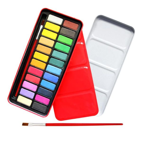 24 colors watercolor paints set portable travel solid pigment with water color painting brush pen box art supplies stationery
24 colors watercolor paints set portable travel solid pigment with water color painting brush pen box art supplies stationery