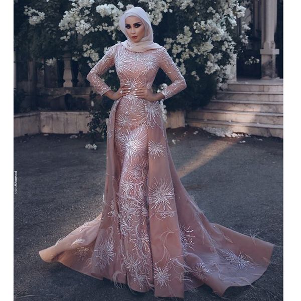 2019 new muslim long sleeves satin mermaid evening dresses 3d lace floral beaded sweep train plus size party prom dresses, Black;red
2019 new muslim long sleeves satin mermaid evening dresses 3d lace floral beaded sweep train plus size party prom dresses, Black;red