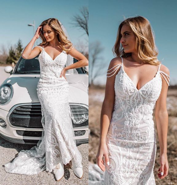 2020 mermaid new arrival wedding gowns lace tulle applique zipper plus size wedding dresses sweep train spaghetti sleeveless bridal gowns, White
2020 mermaid new arrival wedding gowns lace tulle applique zipper plus size wedding dresses sweep train spaghetti sleeveless bridal gowns, White