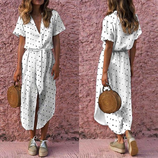 womens designer dress womens clothing dot women print straight dress ladies short sleeve new fashion women split long designer clothes, Black;gray
womens designer dress womens clothing dot women print straight dress ladies short sleeve new fashion women split long designer clothes, Black;gray