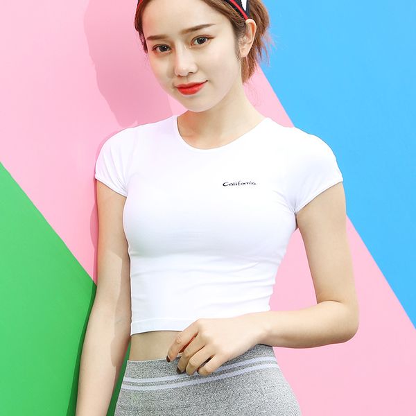 women's sports fitness t-shirt summer slim stretch yoga shirts short sleeve crop quick dry compression running clothes, White;red
women's sports fitness t-shirt summer slim stretch yoga shirts short sleeve crop quick dry compression running clothes, White;red