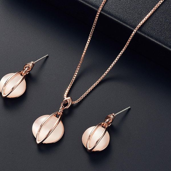 2019 fashion women's round faux gem pendant necklace earrings eardrops jewelry set, Silver
2019 fashion women's round faux gem pendant necklace earrings eardrops jewelry set, Silver