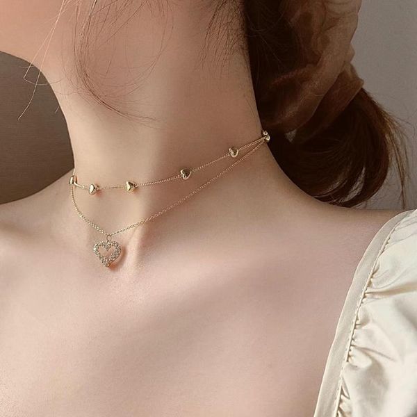 the new design korean fashion double love necklace chocker temperament wild gift statement necklace for women, Golden;silver
the new design korean fashion double love necklace chocker temperament wild gift statement necklace for women, Golden;silver