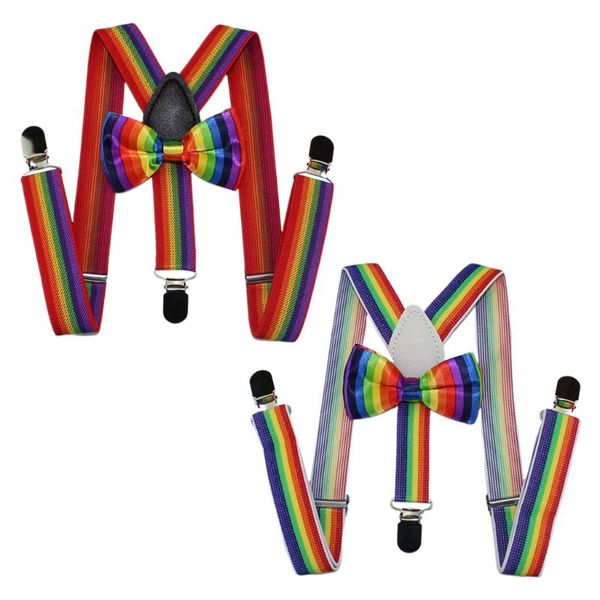 2 pcs/set cute fashion kids bow tie strap clip set rainbow striped leading knot children bib pants accessories for boys girls, Black;white
2 pcs/set cute fashion kids bow tie strap clip set rainbow striped leading knot children bib pants accessories for boys girls, Black;white