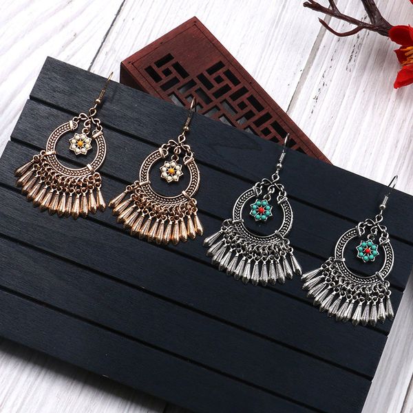 bohemian ethnic round tassel earring small flower hook earring jewelry women gift, Silver
bohemian ethnic round tassel earring small flower hook earring jewelry women gift, Silver