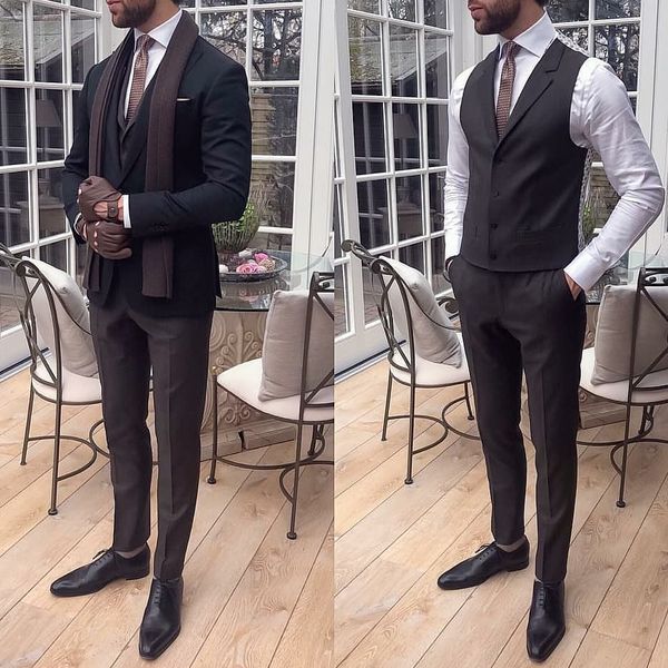2019 new black wedding tuxedos three pieces groom wear (jacket+pant+vest) costumes pour hommes custom made men suits, Black;gray
2019 new black wedding tuxedos three pieces groom wear (jacket+pant+vest) costumes pour hommes custom made men suits, Black;gray