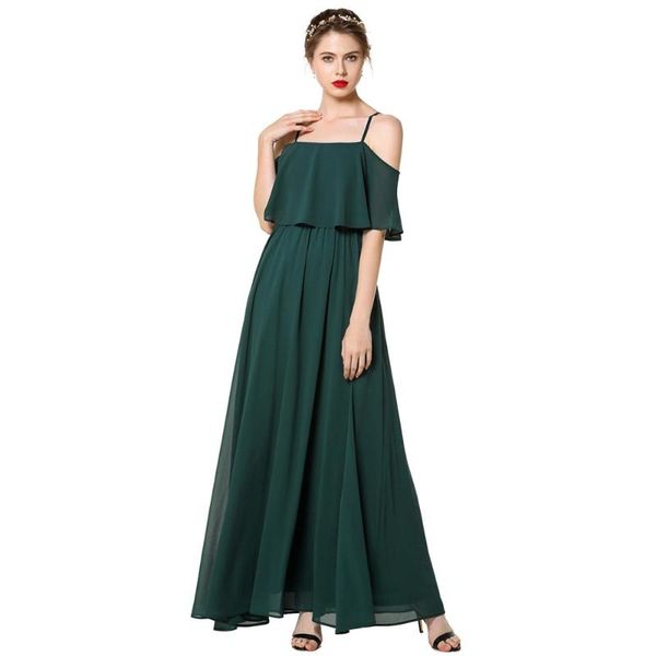 casual dresses siskakia ruffles off shoulder camisole chiffon maxi dress evening party swing solid green summer 2021, Black;gray
casual dresses siskakia ruffles off shoulder camisole chiffon maxi dress evening party swing solid green summer 2021, Black;gray