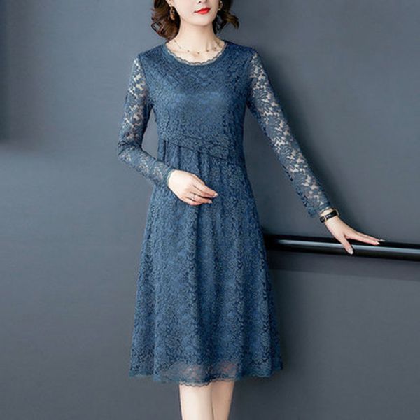 casual dresses spring hollow lace female dress large size long section was thin vestidos slim sleeve ladies summer round neck a857, Black;gray
casual dresses spring hollow lace female dress large size long section was thin vestidos slim sleeve ladies summer round neck a857, Black;gray