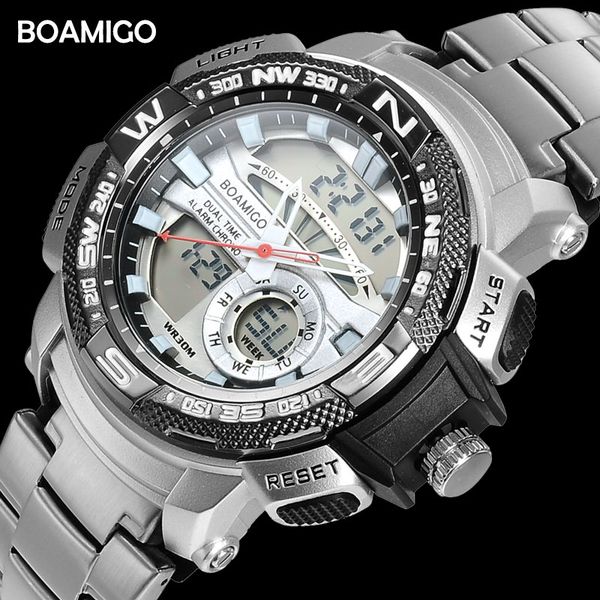 boamigo brand watches men sports quartz watches steel digital wrist watch men's chronograph auto date clock relogio masculino, Slivery;brown
boamigo brand watches men sports quartz watches steel digital wrist watch men's chronograph auto date clock relogio masculino, Slivery;brown