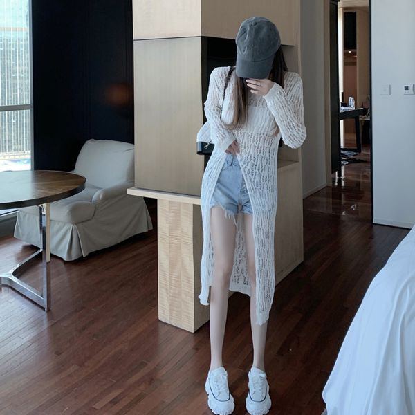 2020 summer new hong kong style high waist slim slit dress skirt hollow knitted long sleeve dress womens fashion, White;black
2020 summer new hong kong style high waist slim slit dress skirt hollow knitted long sleeve dress womens fashion, White;black