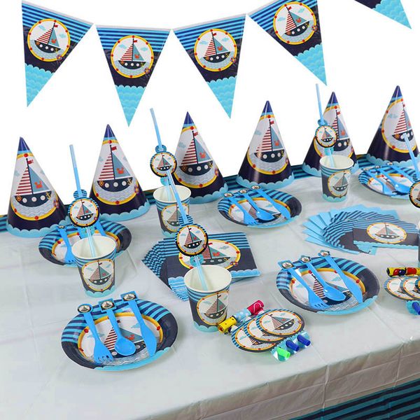1set sailing theme disposable tableware sets plate napkins banner birthday candy box baby shower party decor supplies
1set sailing theme disposable tableware sets plate napkins banner birthday candy box baby shower party decor supplies