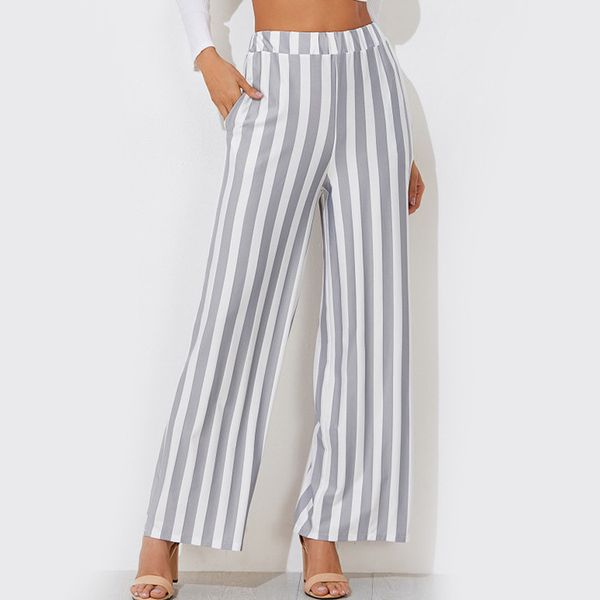 casual high waist women wide leg pants striped pockets palazzo pants loose office womens trousers 2018, Black;white
casual high waist women wide leg pants striped pockets palazzo pants loose office womens trousers 2018, Black;white
