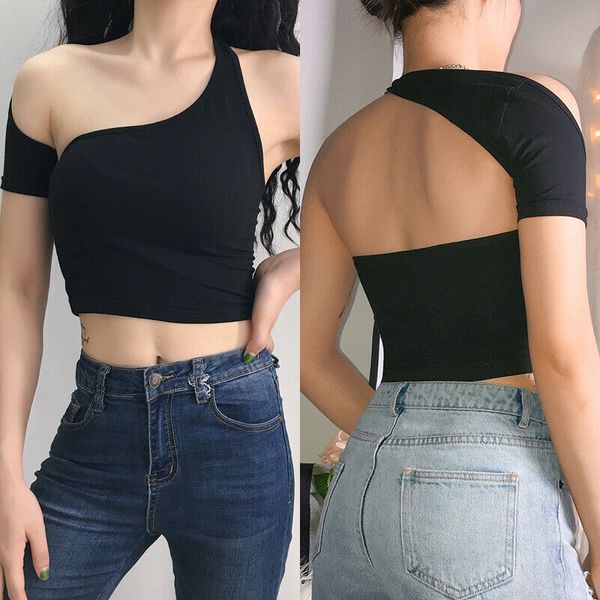 women running vest solid one shoulder sleeveless black summer female backless tank vests, Black;blue
women running vest solid one shoulder sleeveless black summer female backless tank vests, Black;blue
