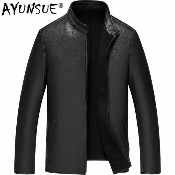 ayunsue genuine leather jacket men 100% buckskin leather coat men's autumn winter jacket 2019 wool cashmere lining gd-181024, Black
ayunsue genuine leather jacket men 100% buckskin leather coat men's autumn winter jacket 2019 wool cashmere lining gd-181024, Black