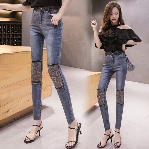 new spring autumn all-match women jeans drilling stitching holes elasticity skinny jeans ankle-length students pencil pants, Blue
new spring autumn all-match women jeans drilling stitching holes elasticity skinny jeans ankle-length students pencil pants, Blue