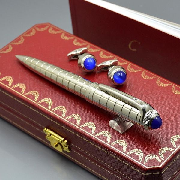 

luxury christmas gift - a+ carties branding ballpoint pen + man cufflinks for men wear jewelry cuff links with original box, Silver